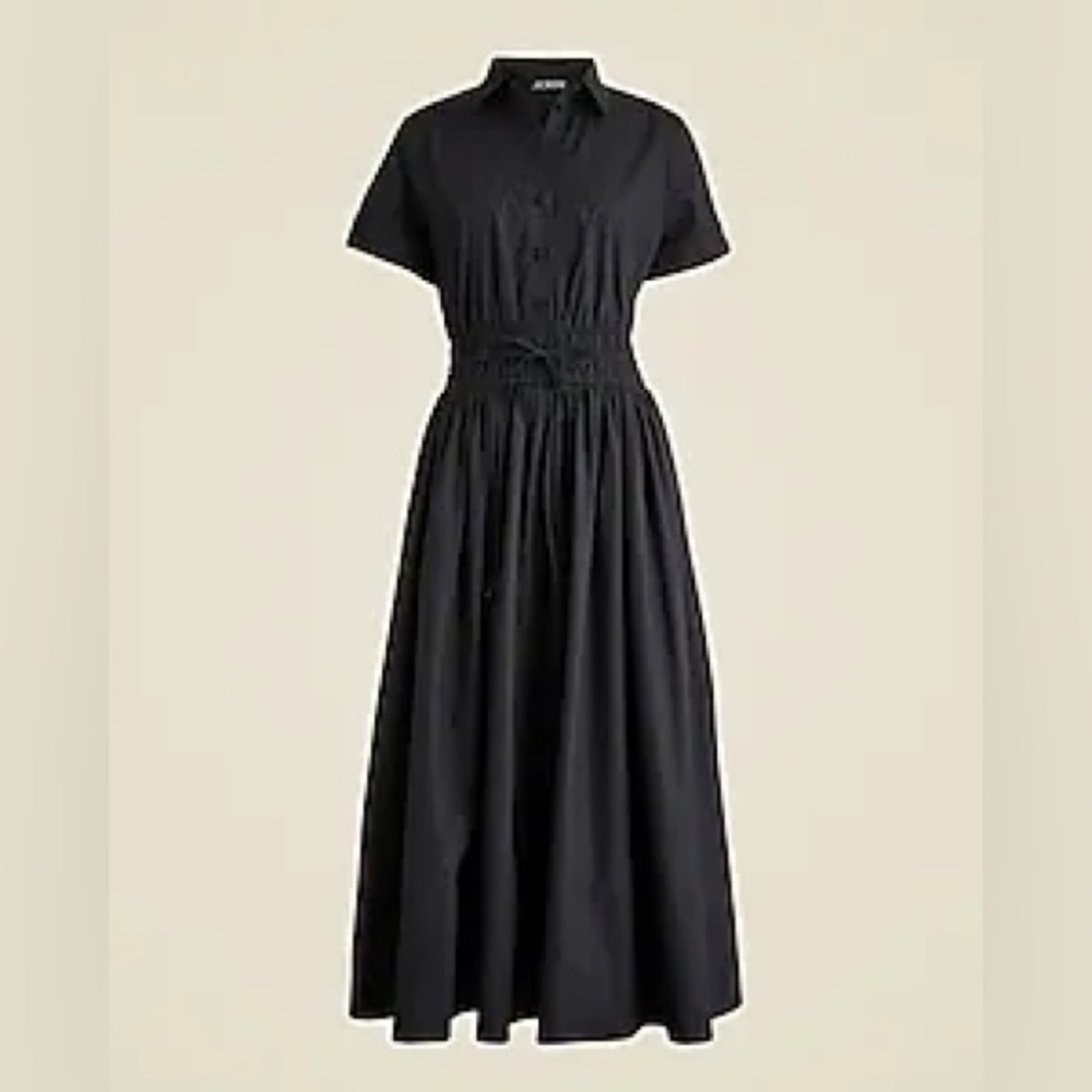 Elena shirt-dress in black cotton poplin